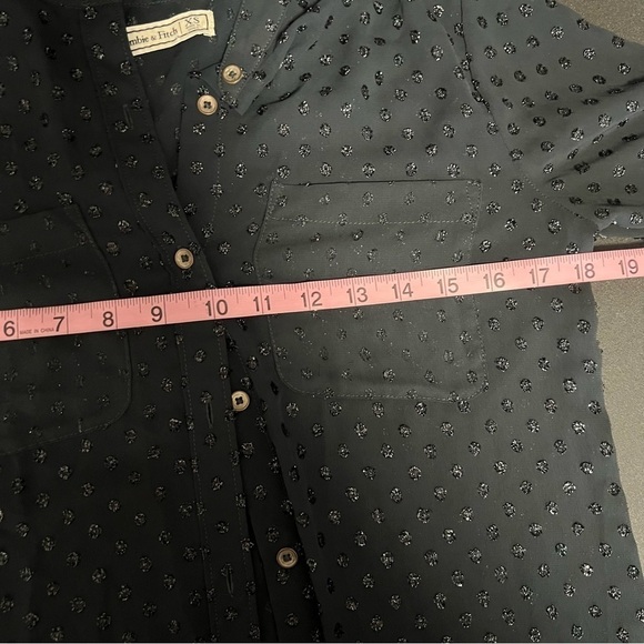 Abercrombie & Fitch top women XS Black Metallic Dot sheer button down shirt E - Picture 6 of 6